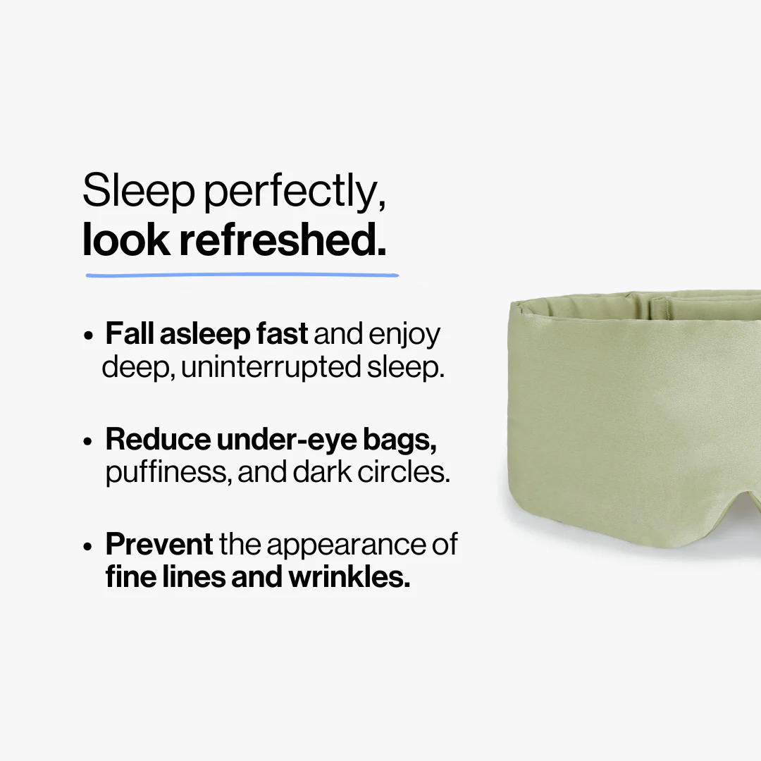 Green silk deep sleep mask with adjustable strap for ultimate comfort