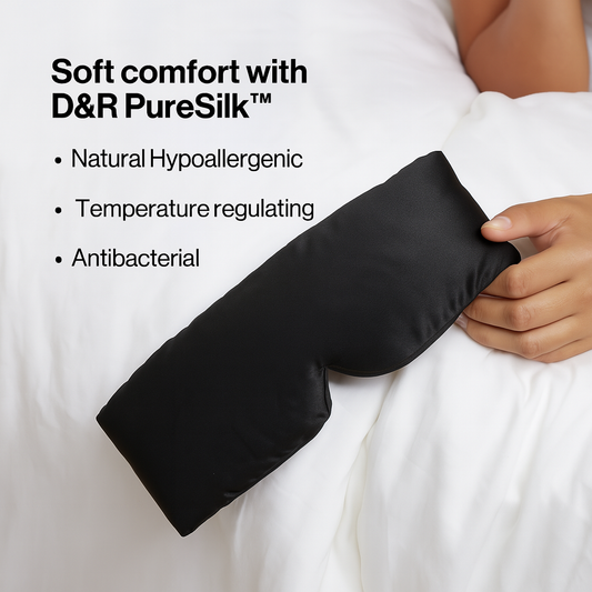 Black deep sleep mask - luxury silk eye mask for restful sleep